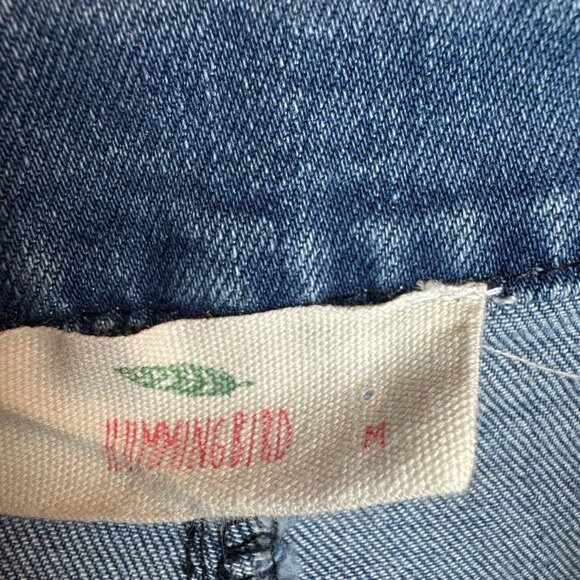 Hummingbird Womens Medium Patchwork Flare Jeans High Rise Boho Raw Hem Two Tone - Picture 5 of 7